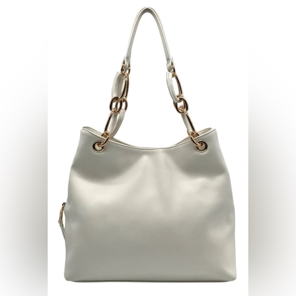 INC International Concepts Cream Shoulder Bag with Gold Accents